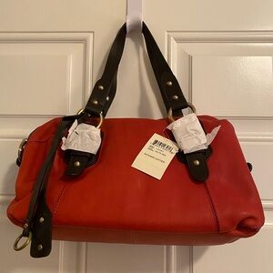 Lucky Brand Buckman leather satchel handbag, in Haute Red, NWT, style LB1041